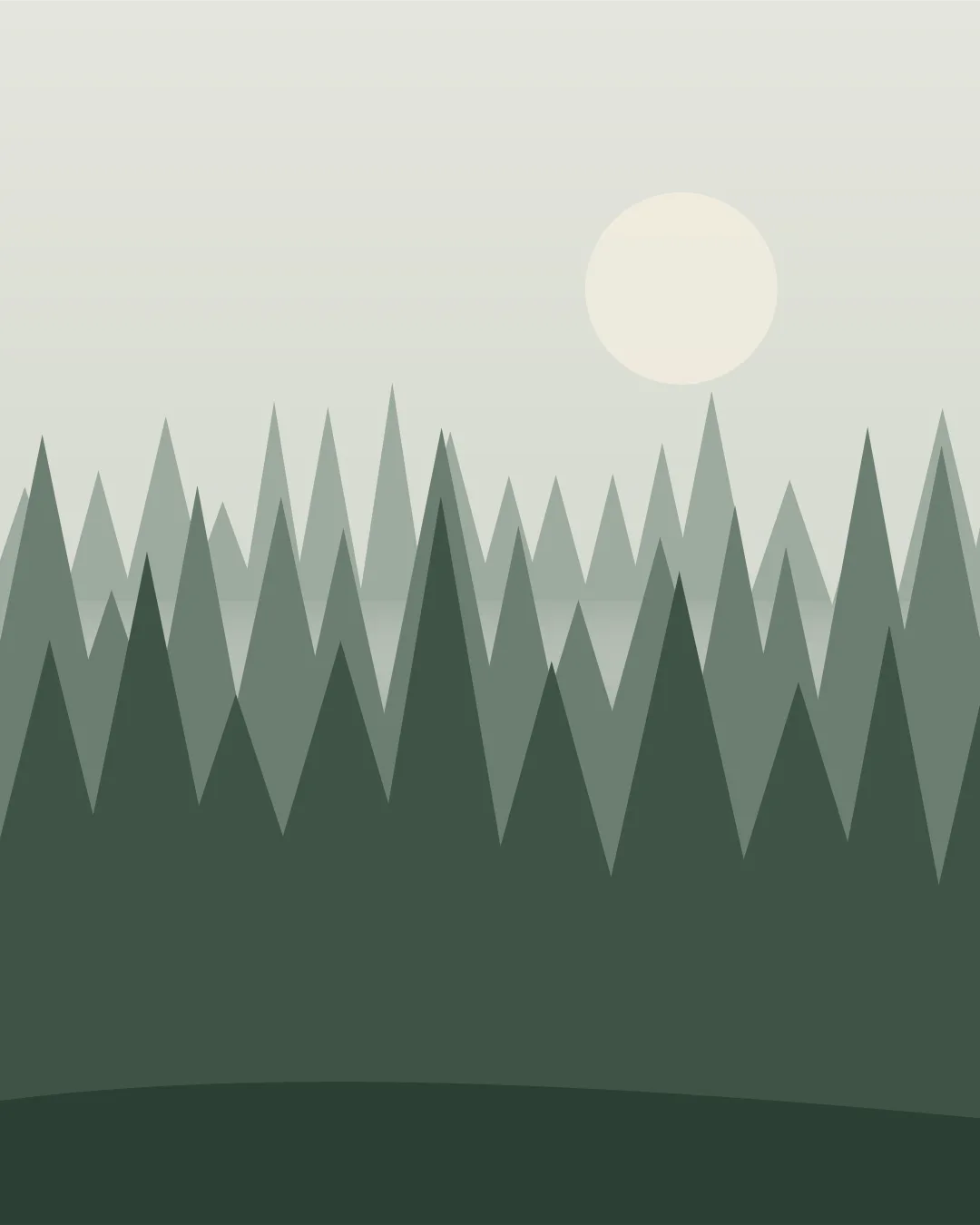 Illustration of a Nordic pine forest.