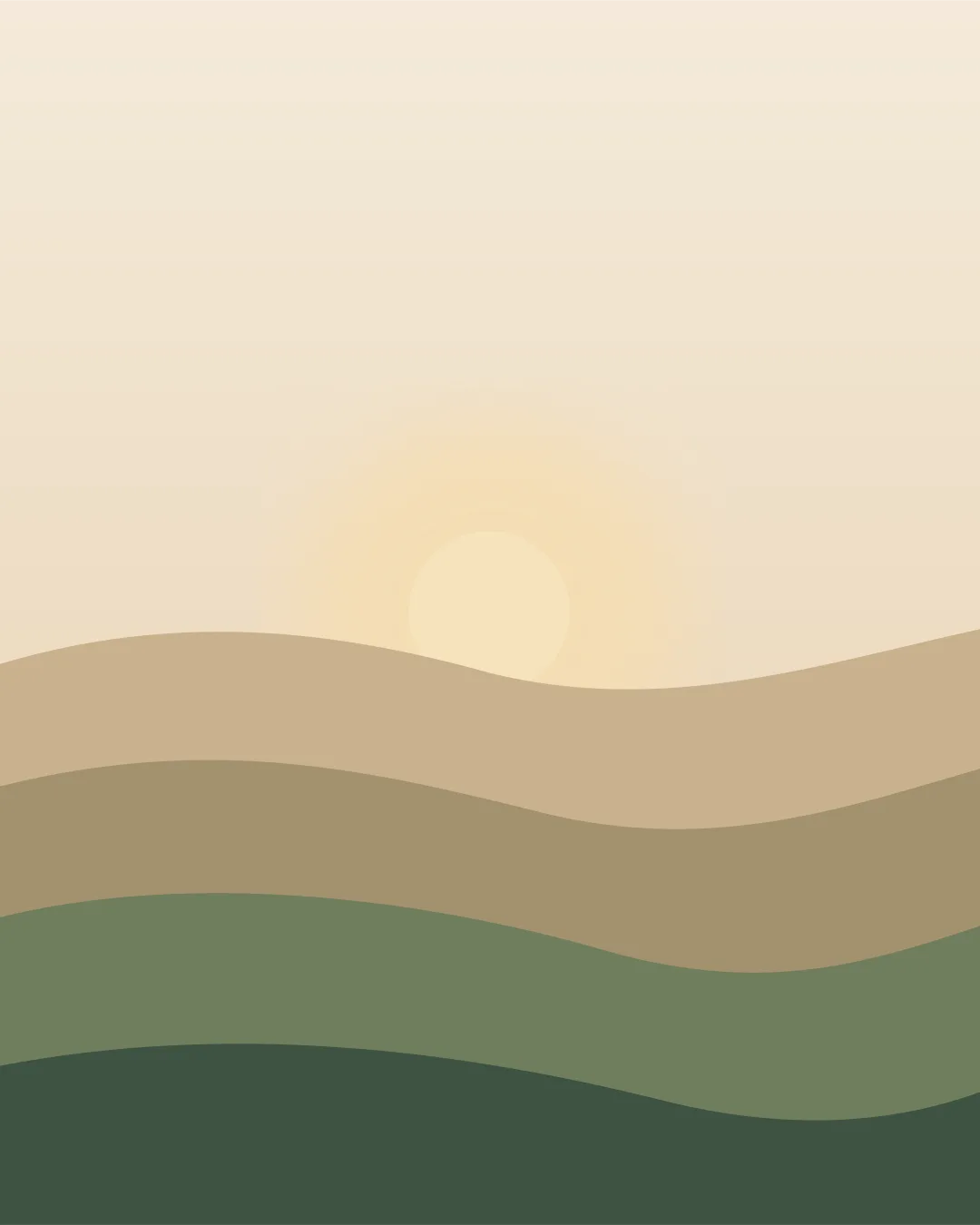 Illustration of rolling hills in the morning sun.